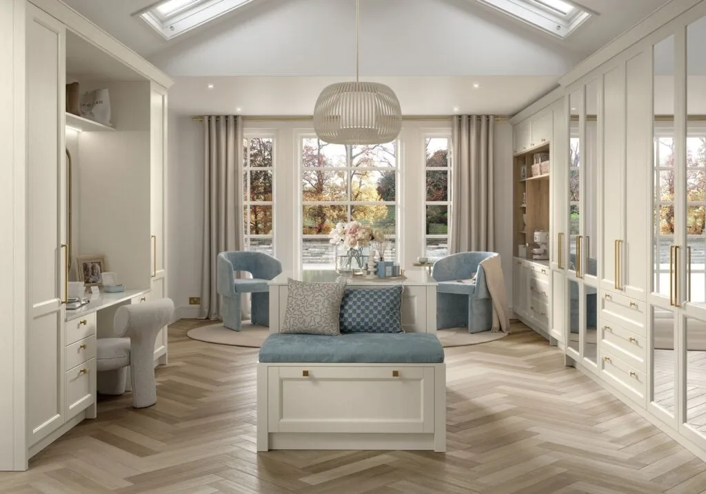 Grained Quarter Round wardrobes and coordinating bedroom furniture from the Dukes Living collection